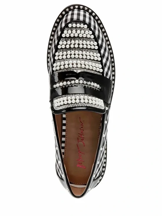 Betsey Johnson Darian Pearl Gingham Loafer Women 10 NIB $109 Retail - Picture 2 of 7